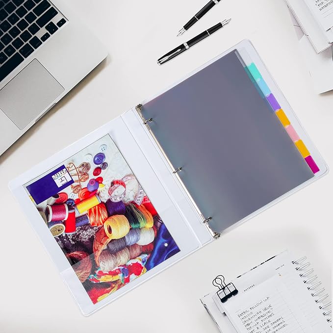 Seashell 3 Sets 8-Tab Plastic Binder Dividers, 8 Tab Insertable Index Dividers for 3 Ring Binders, Letter Size, Durable, Assorted Colors, School Subject Binder Organizers