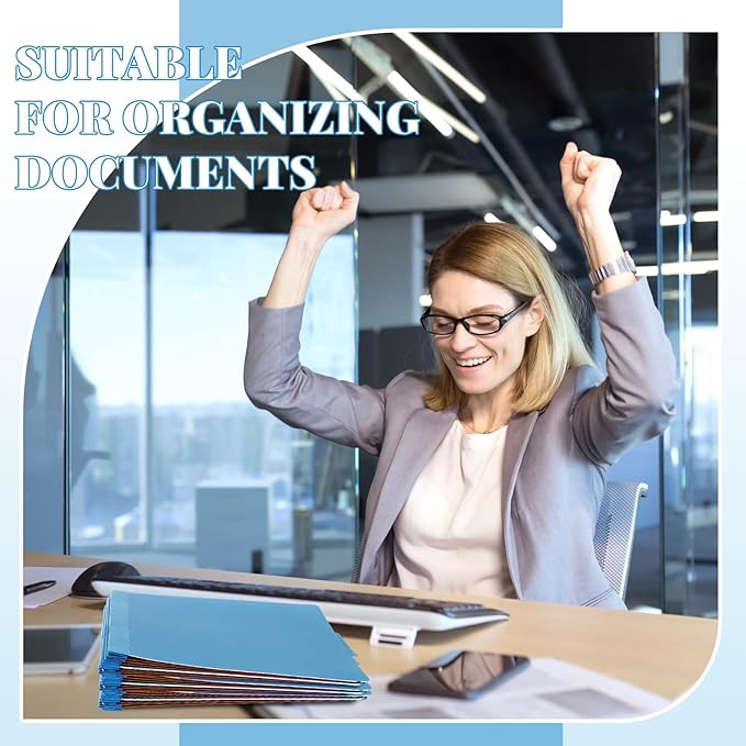 Skyygemm 48 Pcs Classification Folders Letter Size, 1 Divider Pressboard File Folder with Fasteners, Expanding File Organizer Bulk for Teachers, Clergy, Office, Church, Christmas Donations (Blue)