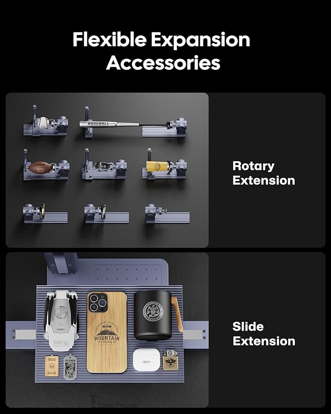 LaserPecker LP4 (Ultimate) with Desktop Air Purifier, Dual-Laser Engraver Cutter 160x300mm Workspace, Auto-Cleaning Smoke Fumes Engrave Tumblers Metal Wood Plastic Glass with Slide & Rotary Extensions