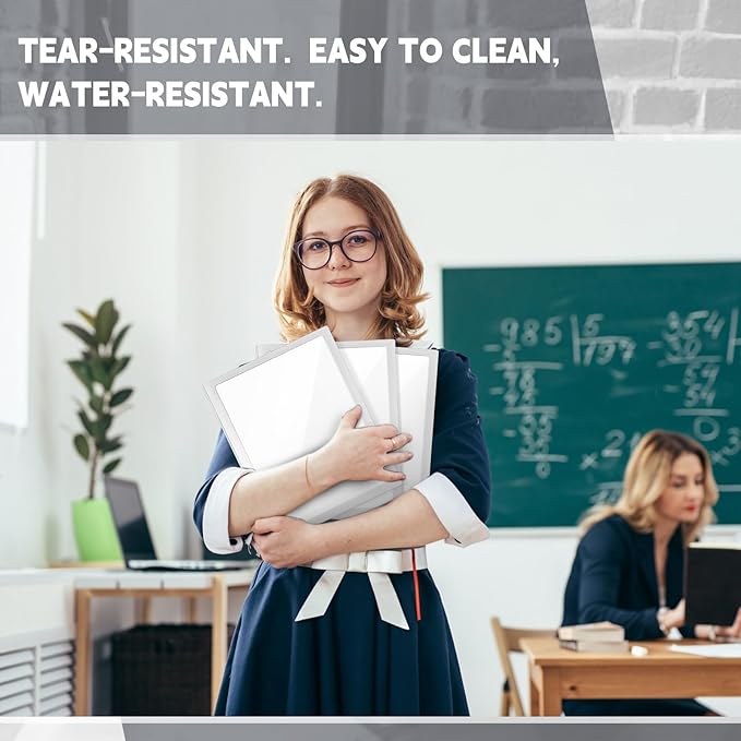 Teling 24 Pcs Plastic Folders with Front Clear Pocket and Business Card Holder 2 Pocket Heavy Duty Folders Plastic Letter Size Paper for Business School Office Supplies (White)