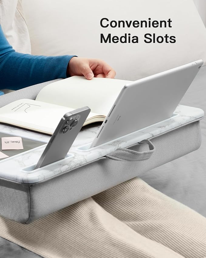 HUANUO Lap Desk - Fits up to 17 inches Laptop Desk, Built in Mouse Pad & Wrist Pad for Notebook, Laptop, Tablet, Laptop Stand with Tablet, Pen & Phone Holder, Marbling