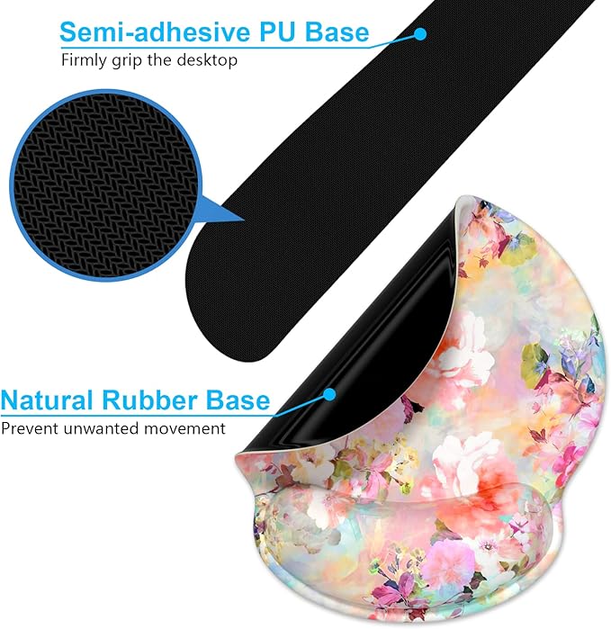 Dapesuom Keyboard Wrist Rest and Mouse Pad with Wrist Support, Cute Memory Foam Cushion for Keyboard and Mouse Set, Desktop Pad Rests with Non Slip Base for Easy Typing & Pain Relief, Peonies Floral