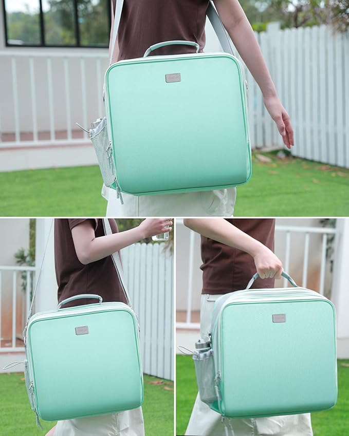 Zipper Binder, 3 Inch D-Ring 3 Ring with Water Bottle Holder,700 Sheet Capacity-Multiple Pockets,Binder with Strap for School/Office, Fit for 13" Tablet/Laptop,Patent Design-Light Blue