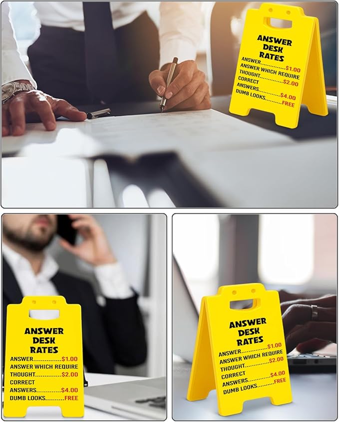 Answer Desk Rates Sign, Funny Office Desk Sign Office Cubicle Decor Fun Gag Gift for Coworker Teammate Boss Leader