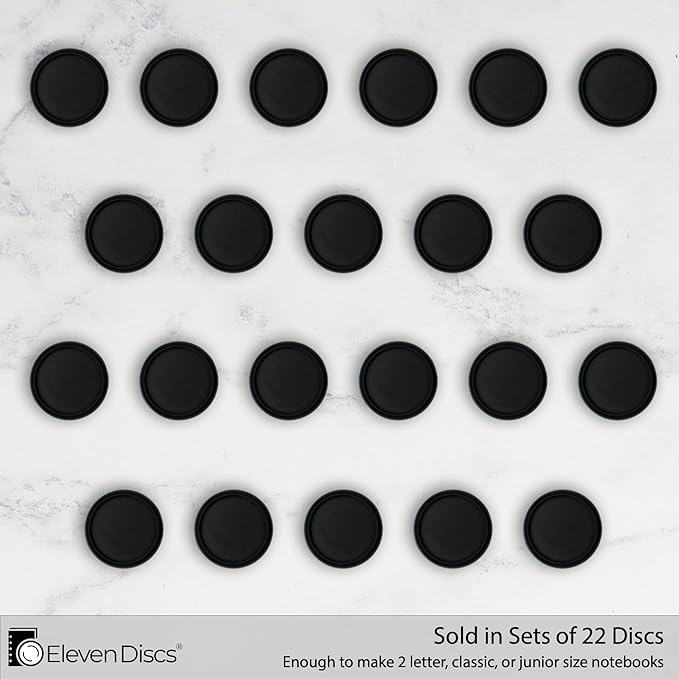 ¾-Inch Black Plastic Discbound Expansion Discs for Custom Notebook and Planner - Compatible with Circa, Arc, TUL (Set of 22)