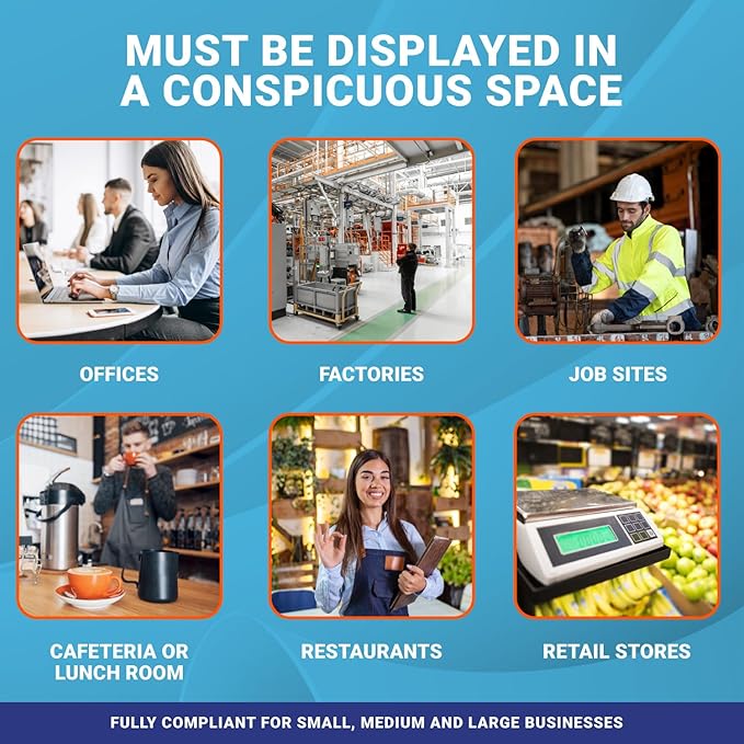 2025 California State and Federal Labor Law Poster - Spanish Version - OSHA Workplace Compliant - All-In-One Mandatory Regulations Required Compliance Posting - 16" x 40" Laminated (Spanish)