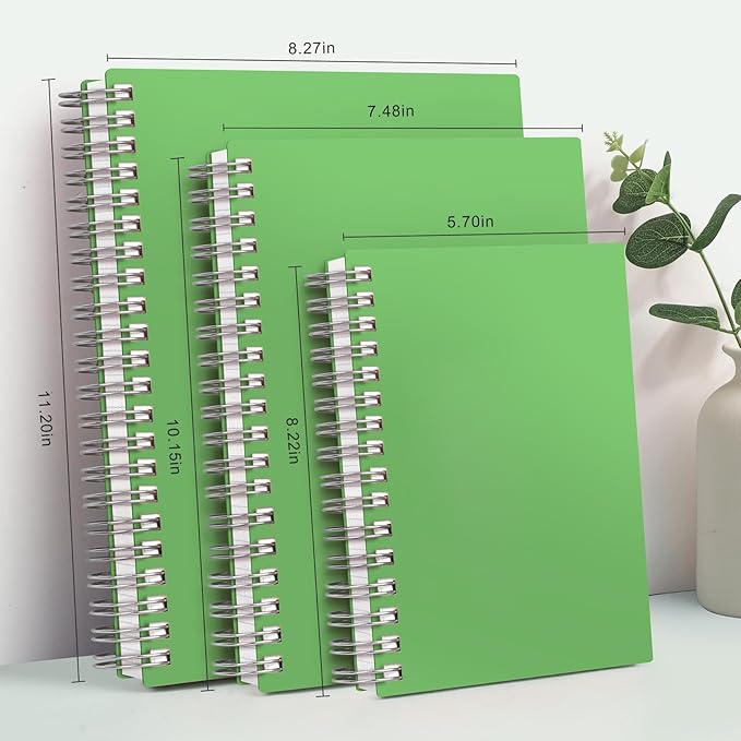 AHGXG Spiral Notebook - A5 Notebook College Ruled, Small 5.7" X 8.22", 300 Pages/150 Sheets Thick Notebook Journal, 100GSM Lined Paper, Plastic Hardcover, for Work Office School Writing Notes, Green
