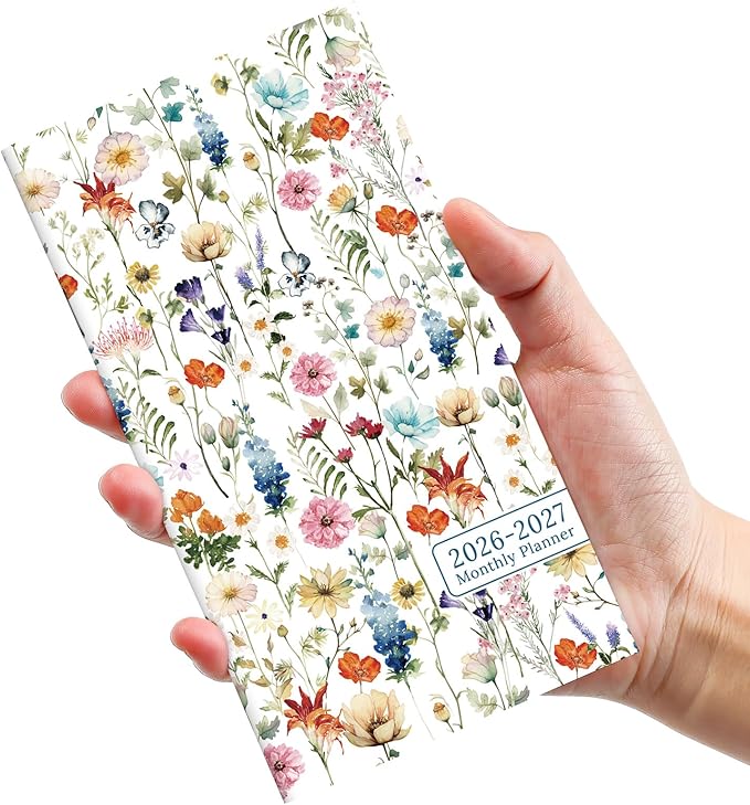 Pocket Calendar 2026-2027 for Purse, Two Year Monthly Planner Pocket Size, Jan 2026 to Dec 2027 Monthly Planner Small Size (6.5" x 3.5") - Wildflowers