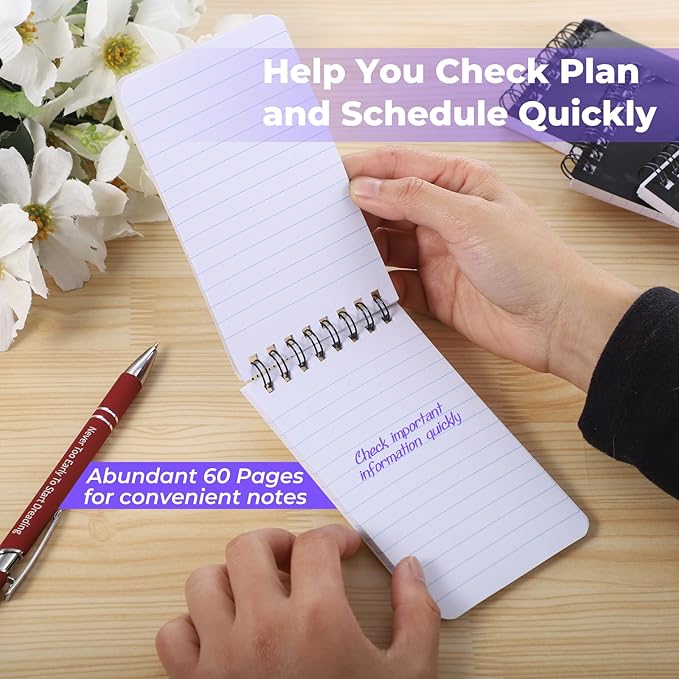 Small Spirals Notepads, 50 Pcs 3 x 5 Inches Mini Notebooks, 60 Sheets Mini Portable Pocket Notebook, Top Bound Notebook Memo Pads for Home Office School