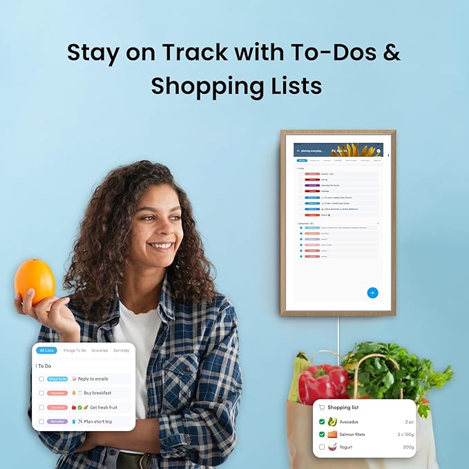 ApoloSign 15.6-inch Digital Calendar: Dual Mode Calendar with Google Play & Multi-calendar Sync, Electronic Planner & Chore Chart, Smart Touchscreen, Interactive Display for Family Schedules (Teak, 15.6")