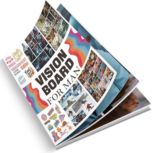 EggSun Vision Board Supplies with 1200+ Images & Quotes Collage Magazine Book, Wall Clip Art Scrapbook Journal Kit for Vision Board Making Beginners Women Men Teen Boy Girls Coquette Room Decors (Men)