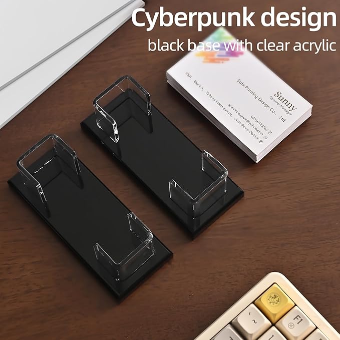 PecMuikee Business Card Holder for Desk，Acrylic Business Card Display Stand,Multiple Business Card Holders for Office, Exhibition, Home, Restaurant 1Slot 2 Pcs