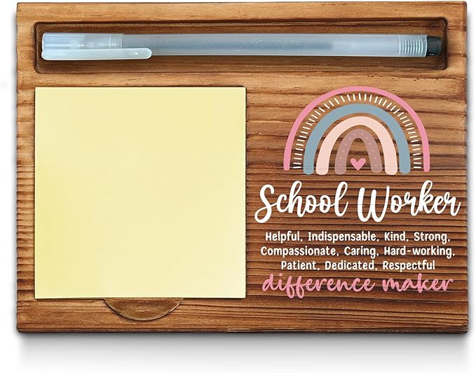 School Worker Sticky Note Holder, School Worker Office Decor, School Worker Gifts, School Worker Thank You Appreciation Gifts for Women Self-Stick Note Pad Holders WPP13