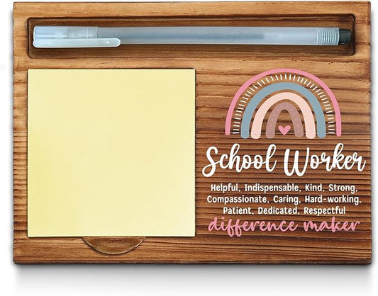 School Worker Sticky Note Holder, School Worker Office Decor, School Worker Gifts, School Worker Thank You Appreciation Gifts for Women Self-Stick Note Pad Holders WPP13