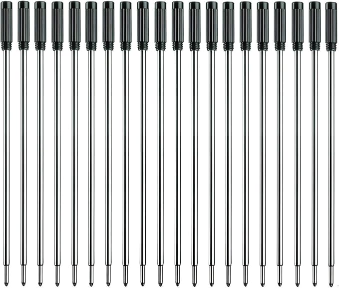 Black Ink Refills (20pcs), Replaceable Pens Refills, 1mm Medium Tip - Black