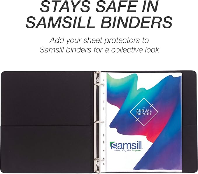 Samsill 50 Pack Standard Weight 11 Hole Clear Sheet Protectors, Acid Free Archival Safe, 8.5 x 11 inches, Top Loading