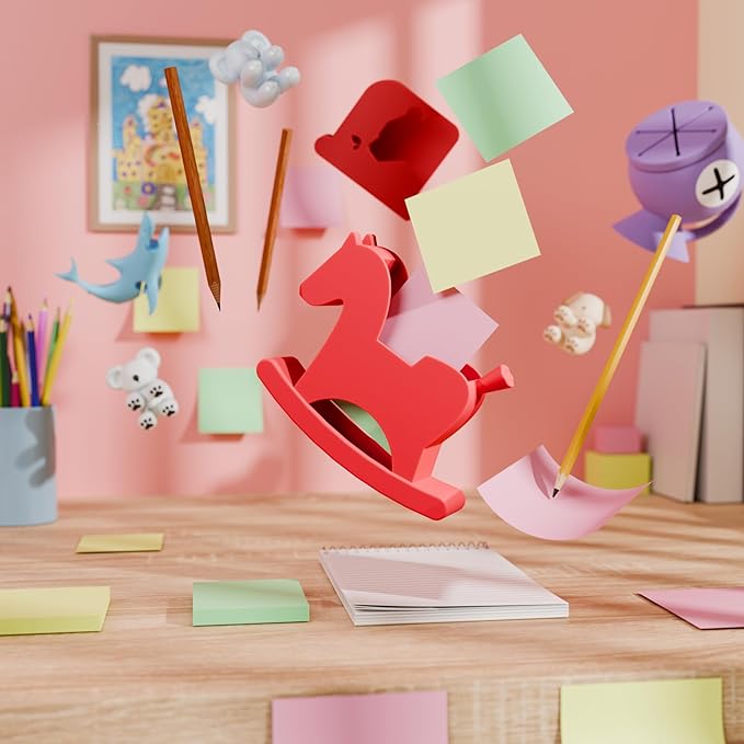 Li&Zhao Horse Sticky Note Holder - Cute Post It Note Dispenser Memo Dispenser Pen Holder Sticky Note Dispenser Post It Note Holder Notepad Holder for Desk School Office(Red)