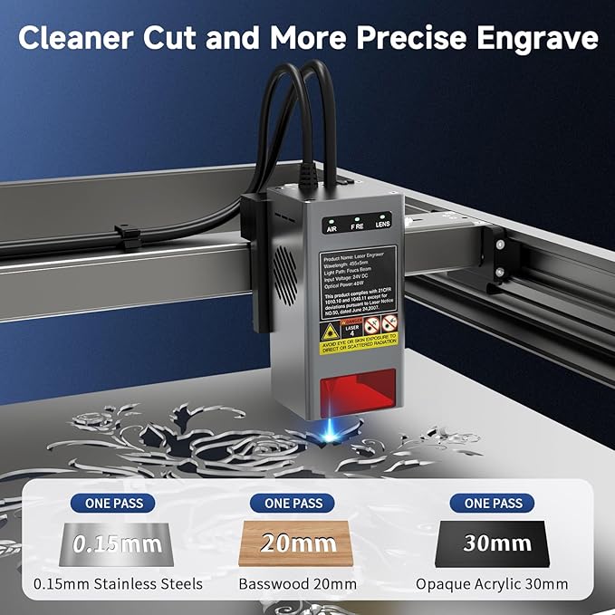 Creality Laser Engraver Enclosed, Falcon2 Pro 40W Output Laser Cutter, 25000mm/min Speed Laser Cutter Machine with Air Assist, Auto Fan, Camera Positioning for Wood and Metal