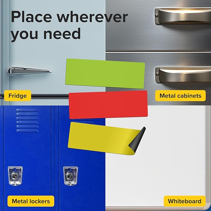 Dry Erase Magnetic Labels 60pcs, 1"×3"×0.7mm (Multicolor: White, red, Blue, Yellow, Green)