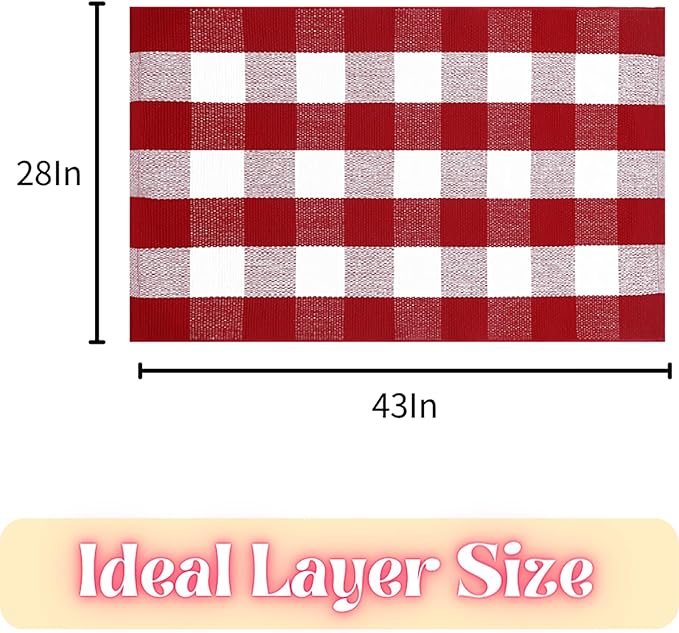 Ckorzen Red and White Plaid Rug, 28" x 43" Christmas Front Porch Outdoor Rug, Handwoven Cotton Washable Rug for Layered Door Mats, Holiday Entryway and Home Décor