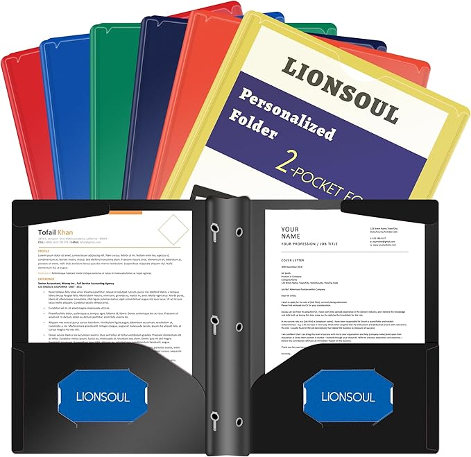 Pastel Plastic File Folders with Pockets and Prongs, 7 Pack, A4 Letter Size, Heavy Duty Waterproof Office Folders with Clear Front Cover for School, Home, and Office (Multicolor)