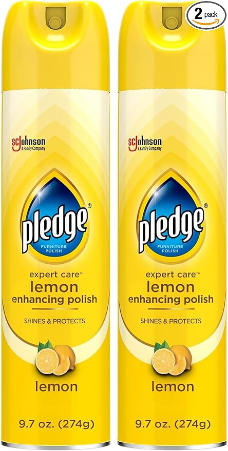 Pledge Multisurface Furniture Polish Spray, Works on Wood, Granite, and Leather, Shines and Protects, Lemon, 9.7 oz (Pack of 2)