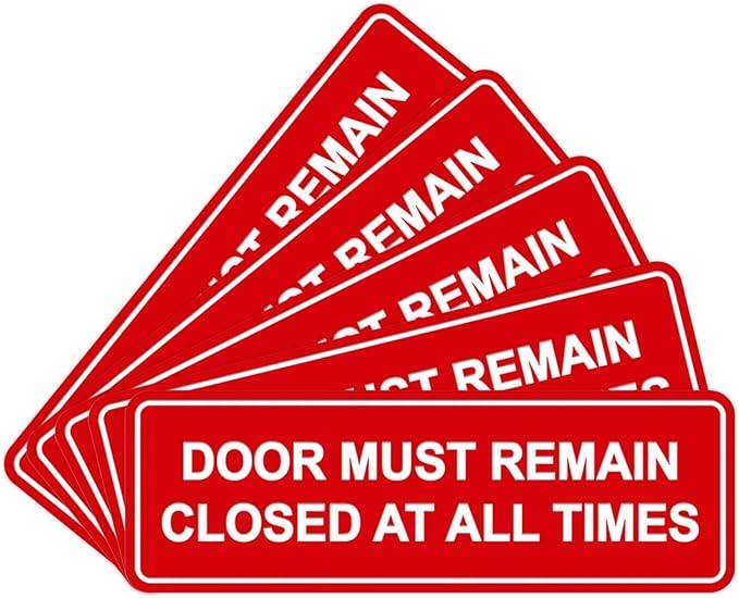 Signs ByLITA Standard Door Must Remain Closed At All Times Sign (Red) - Large 5 Pack