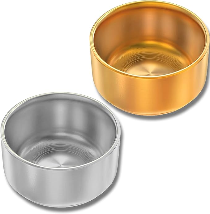 Paper Clip Holder & Organizer - 2-Pack Metal Desk Bowls for Office Accessories, Holds Binder Clips, Paper Clips & Small Parts | Space-Saving Desktop Organizer (Gold + Silver)