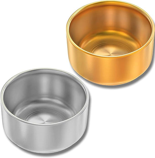 Paper Clip Holder & Organizer - 2-Pack Metal Desk Bowls for Office Accessories, Holds Binder Clips, Paper Clips & Small Parts | Space-Saving Desktop Organizer (Gold + Silver)