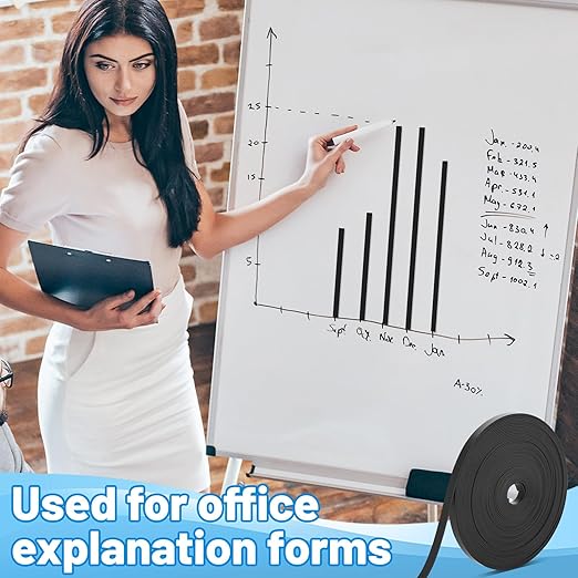 Black Magnetic Tape Roll Thin Strips, 1/4 inch x 25 feet Magnetic Whiteboard Graphic Decorative Tape Marking Line for Classroom Office Fridge Charts Graphic Decorative (2)