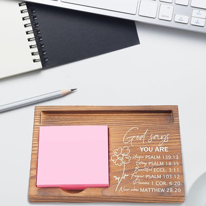 God Says You are Sticky Note Holder, Christian Desk Organizer for Religious Social Worker Therapist Counselor Educators Gift for Office Self-Stick Note Pad Holders EDP104