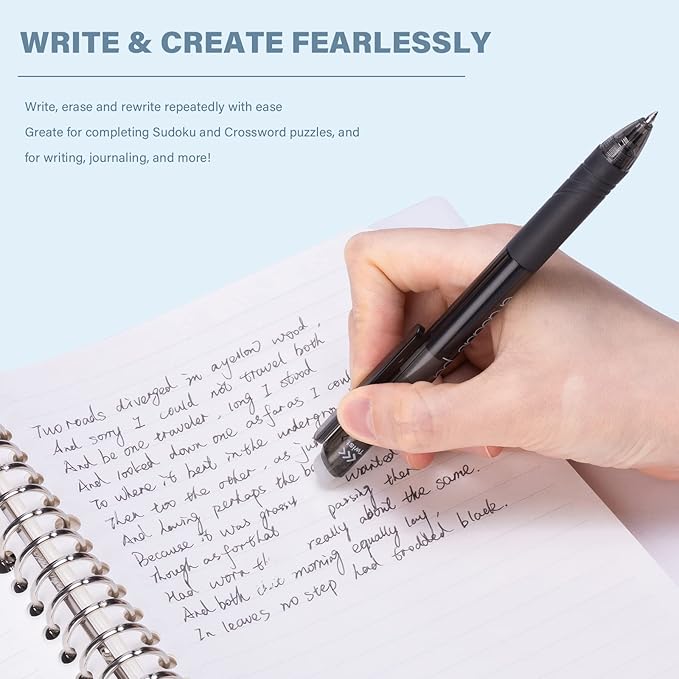 ParKoo Retractable Erasable Gel Pens, 20 Black Twist Pens, Fine Point 0.7 mm, Make Mistakes Disappear, Smooth Writing with Comfortable Grip for Journaling Drawing, School Supplies