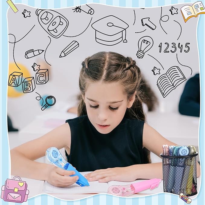 9 Pack Correction Tape Pens 1/5" X 236", 9 Color Correction Tape Comfortable Pen Shape Correction Pen Easy to Use Applicator for Instant Correction Students School Office Supplies