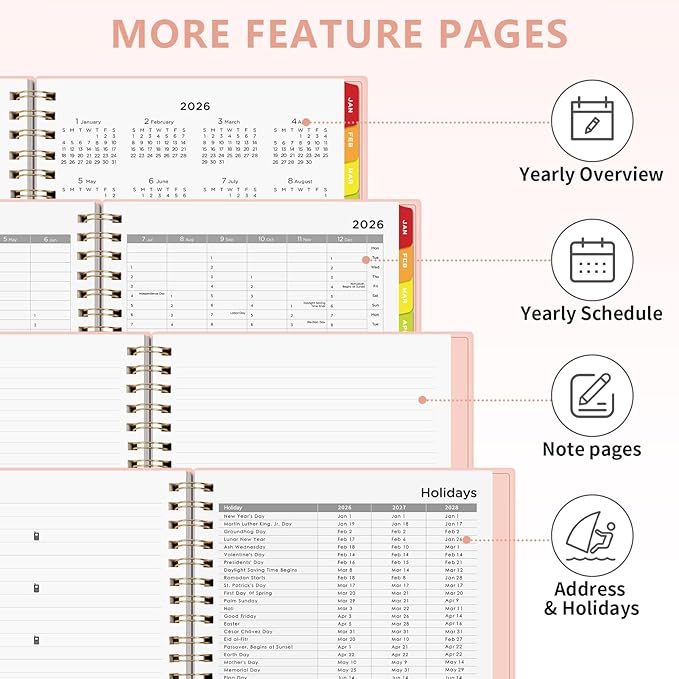 EMSHOI 2026 Appointment Book, A4 15-Minute Hourly Planner, JAN 2026 - DEC 2026, Daily Weekly Monthly, 100GSM Thick Paper, PVC Cover, Colorful Tabs - for Work, School, Salon Scheduling