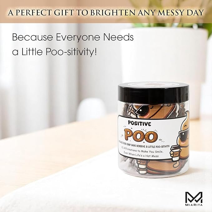 Positive Poo Jar – 60 Funny Affirmation Cards, Funny Gag Gifts for Men, Women, Coworkers, Teens, Tween, Teen Girl Gift Trendy Stuff, Corworker Gifts, Friends Gifts, Office Decor, Desk Decor