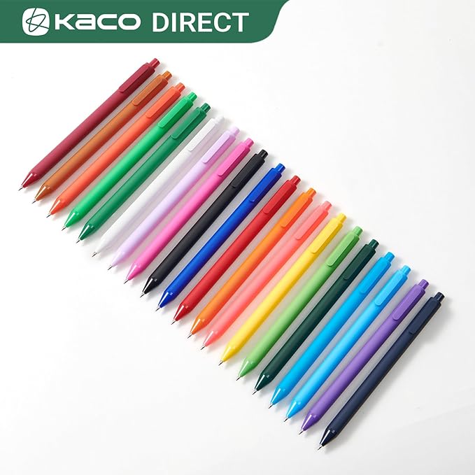 Kaco PURE Gel Pens Assorted Color Ink 20 Pieces 0.7mm, Medium Point, Aesthetic Cute Stationery Pens for Journaling Note Taking Pens