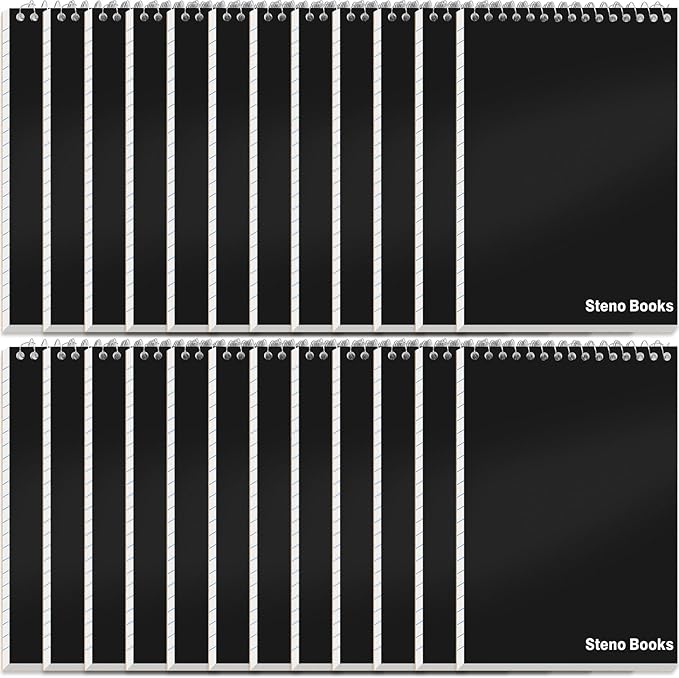 24 Pack Steno Pads 6 x 9 in Spiral Top Notebooks Bulk Note Pads 60 Sheets Gregg Rule Writing Paper Steno Notebooks for Students Teachers Men Women Professionals Office School Recording work(Black)