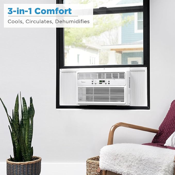 Midea 12,000 BTU EasyCool Window Air Conditioner, Dehumidifier and Fan - Cool, Circulate and Dehumidify up to 550 Sq. Ft., Reusable Filter, Remote Control