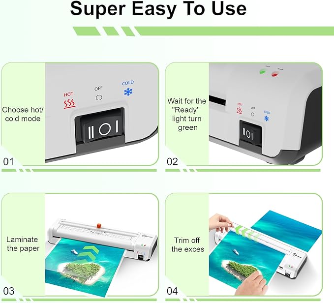 Laminator Machine, A3 Laminator Machine with 30 Laminating Sheets, 13 Inch Laminating Machine with Built-in Paper Cutter & Corner Rounder, Thermal and Cold 11X17 for Home School Office