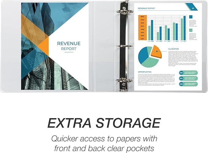 Samsill 2 Inch 3 Ring Binder, Made in USA, Economy Round Ring, Clear View Cover, 425 Sheet Capacity - for School, Home, Office - Pearl White