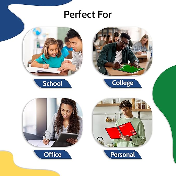 EPI Spiral Notebook | 5 Subject - College Ruled - 180 Sheets, Durable Spiral Binding | 10.5 x 8 in | Classroom Supplies | School, Office, Note Taking, Journaling - 3 Pack