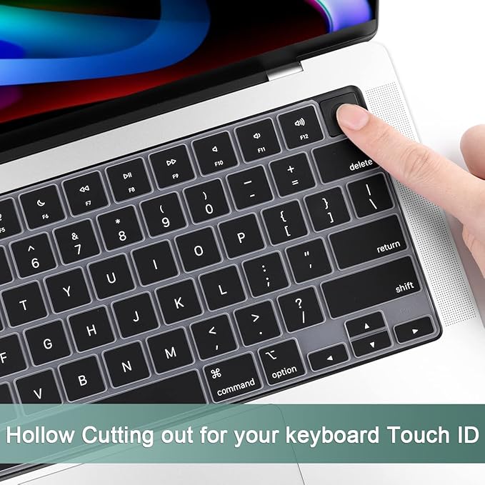 Batianda Premium Gradient Color Keyboard Cover for New MacBook Pro 14'' Pro 16'' 2024 2023 M4 M3 M2 M1 Pro/Max Chip & New MacBook Air 13 15 inch Soft-Touch Silicone Protective Skin,Black