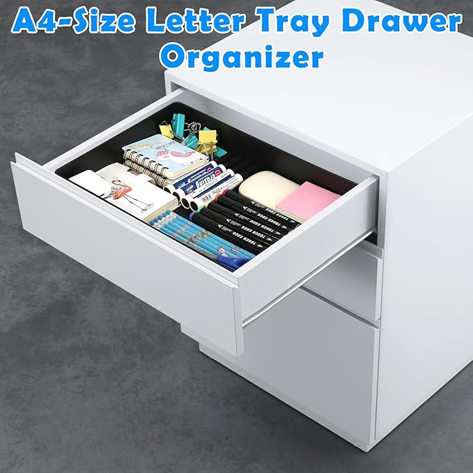 Letter-Size Tray, Desk Drawer Organizer, A4 Plastic Paper Tray, Multi-use Large Storage Basket for Office Home Supplies,13 x 9.6 inch