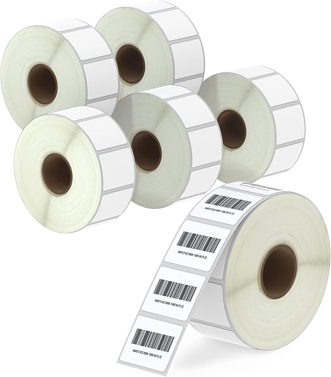 BETCKEY - 1.25" x 1" (32 mm x 25 mm) UPC Barcode & Address Labels Compatible with Zebra & More Label Printer,Premium Adhesive & Perforated [6 Rolls, 8280 Labels]