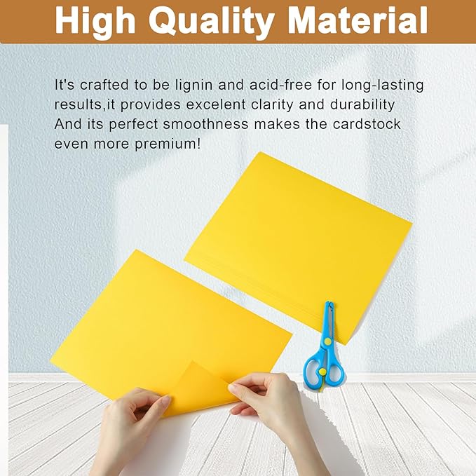100 Sheets Yellow Cardstock 8.5 x 11 Scrapbooking Paper, 200gsm/75lb Heavyweight Printer Paper Card Stock for DIY Card Making, School, Wedding Invitations, Party Decoration, Certificates