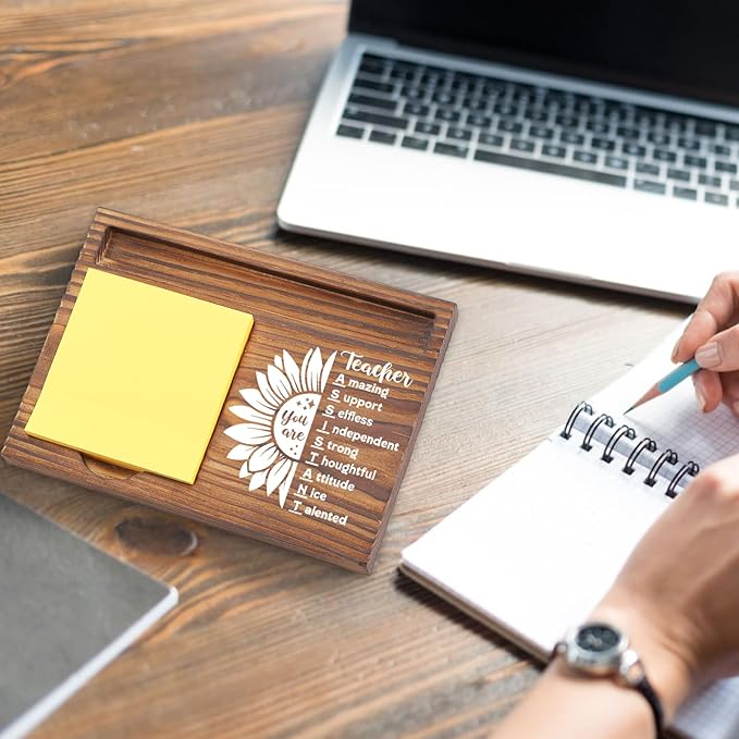 Teacher Assistant Gifts Sticky Note Holder, Thank You Appreciation Gifts for Assistant Teachers, Inspirational School Office Decor Desk Organizer TZP123