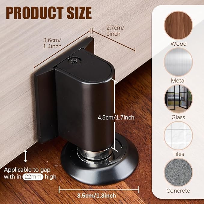 2026 New Door Wedge Stopper, Magnetic Doors Stoppers for Bottom of Door, No Drill Invisible Doorstops for Inside Door, Heavy Duty Magnetic Doors Catch Holder to Keep Doors Open (Silver)