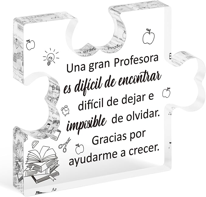Yopyame Spanish Teacher Appreciation Gifts - Regalos para Maestra Acrylic Plaque Thank You Gifts for Teacher from Students End of Year Graduation Christmas Birthday Thanksgiving Gifts for Teachers