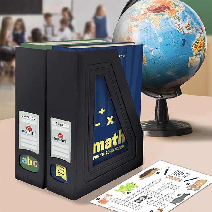 Acrimet Magazine File Holder, Durable Rack, Space-Saving Organizer (Plastic) (Black Color) (2 pack)