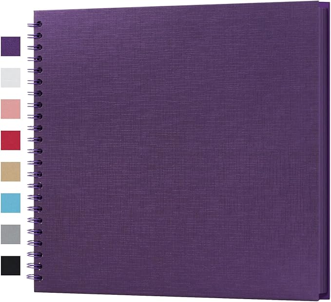 potricher 12 x 12 Inch DIY Scrapbook Album 40 Pages Hardcover Kraft Paper Scrap Book Photo Albums Memory Book for Wedding and Anniversary Family (Purple, 12 Inch)